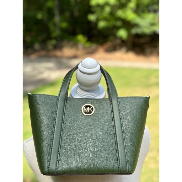 Michael Kors Amazon Green Hadleigh Small Double Handle Tote Messenger Bag - Picture 2 of 16